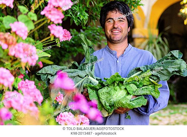 Farmer Toni Feliu, president of the Associació de Varietats Locals of Majorca, Majorca, Balearic Islands, Spain