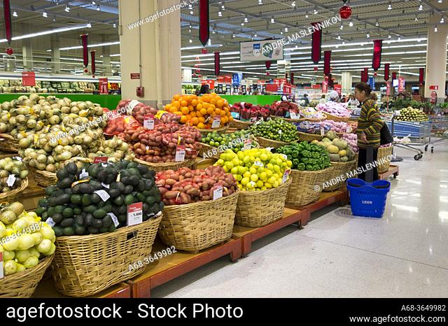 Fruits and vegetables in the Lider department store in Vina del Mar, Chile
