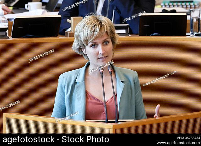 Walloon Minister for Environment, Nature, Animal Welfare and Rural renovation Celine Tellier pictured during a plenary session of the Walloon Parliament in...
