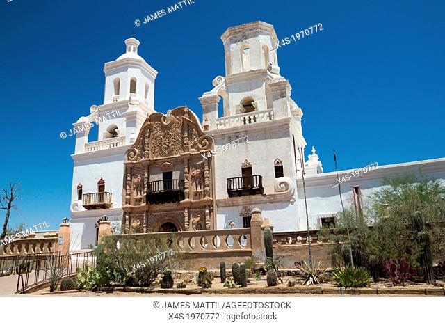 The Spanish colonial Mission San Xavier del Bac has been preverved by the Tohon O'odham tribe and restored to its original grandeur by Italian craftspeople