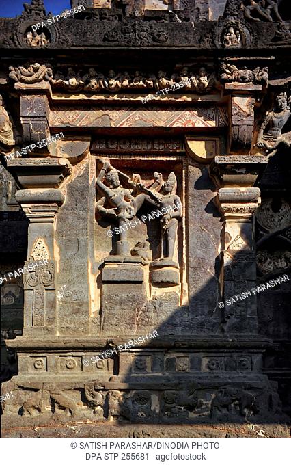 statue on kailasa temple, ellora cave, aurangabad, maharashtra, India, Asia