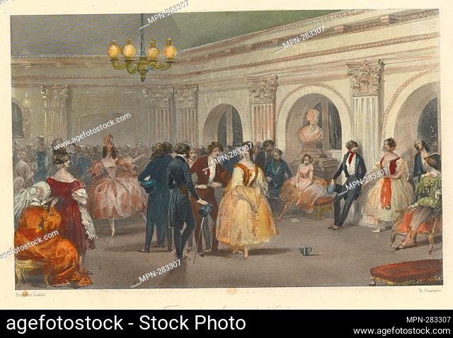 Foyer des acteurs ÃÂ  l'Opéra Additional title: Foyer de la danse. Staines, Robert, 1805-1849 (Engraver) Lami, Eugène Louis, 1800-1890 (Artist)