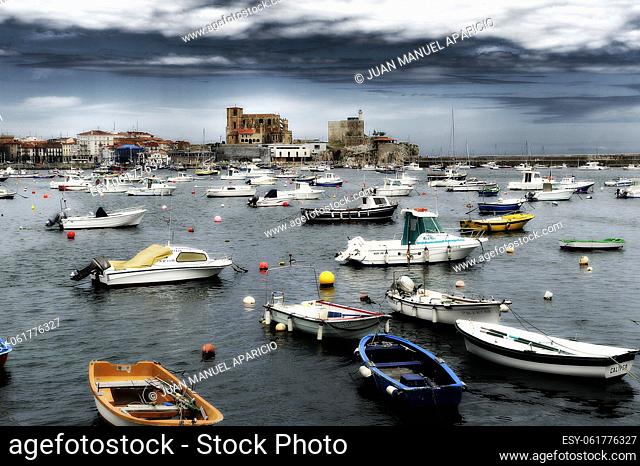 Harbor and coastal town of Castro Urdiales, Cantabria, Spain