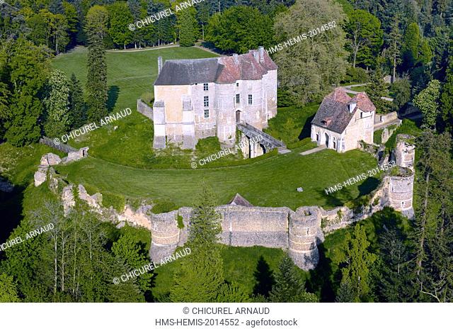 France, Eure, the fortress of Harcourt (aerial view)