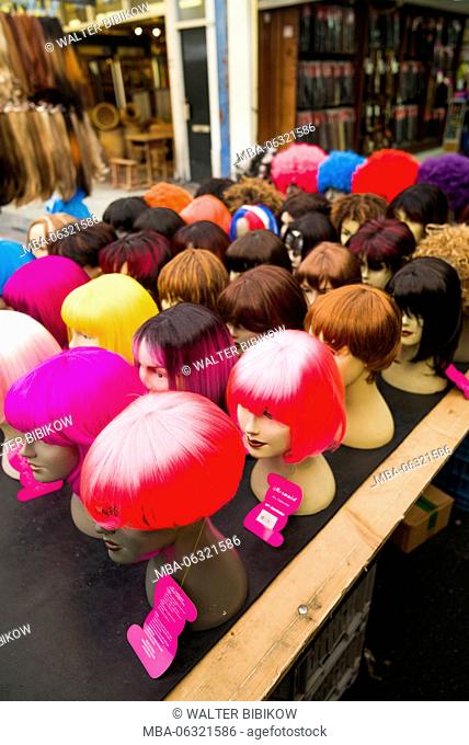 Netherlands, Amsterdam, Albert Cuypstraat street market, wigs