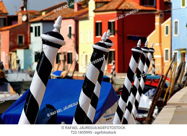 Burano Italy  Typical Venetian docking on the island of Burano