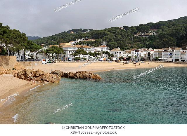 beach and village of Tamariu Palafrugell Costa Brava, Catalonia, Spain, Europe
