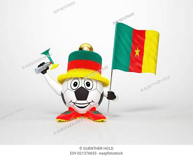 Soccer character fan supporting Cameroon