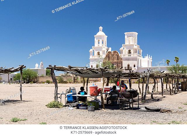 The Mission San Xavier del Bac is a historic Spanish Catholic mission near Tucson, Arizona, USA