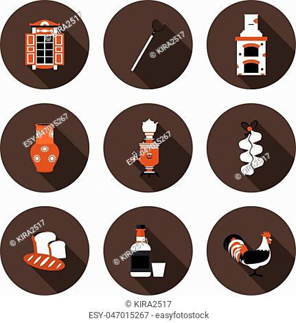 set of flat icons village in vector format eps10
