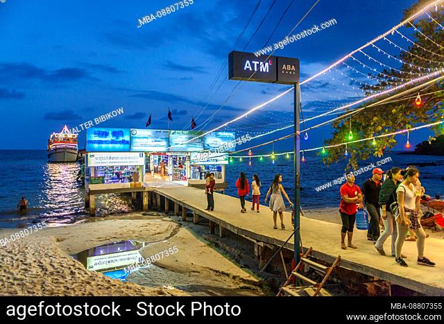Cambodia, Sihanoukville, Serendipity Pier, dusk