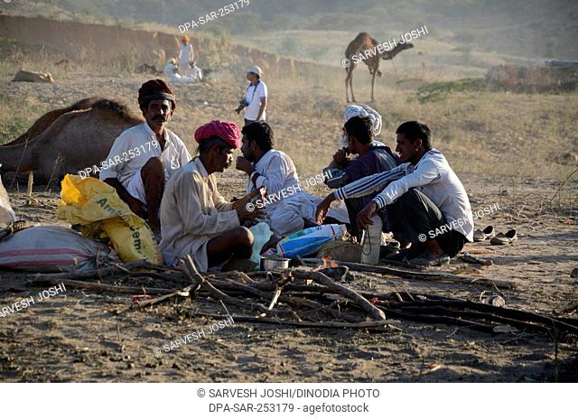 People making tea, pushkar fair, rajasthan, india, asia