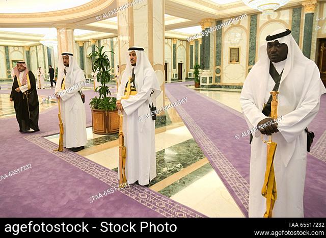 SAUDI ARABIA, RIYADH - DECEMBER 6, 2023: The Honour Guard is seen before a meeting between Russia's President Vladimir Putin and Saudi Arabia's Crown Prince and...