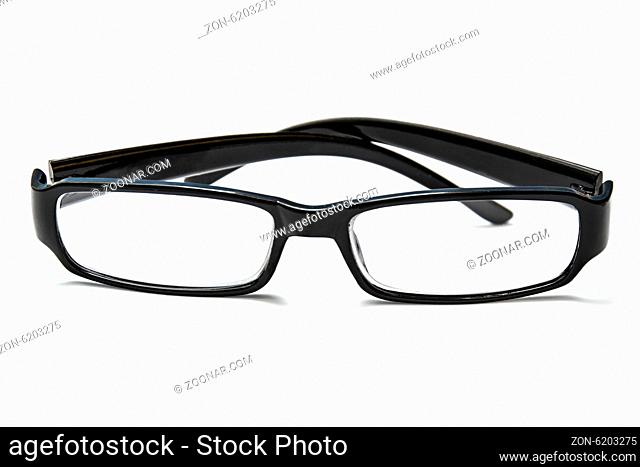 Black reading glasses isolated on white