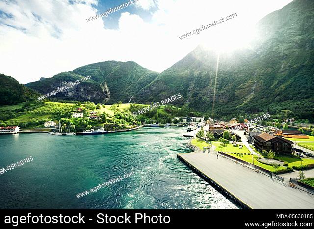 View of the port of Flam, at the end of the Aurlandsfjord, Norway