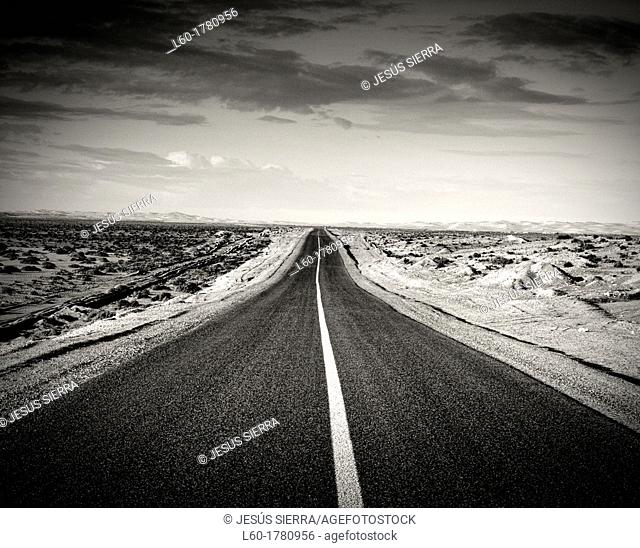Road in the Sahara, Sahara Occidental, Morocco