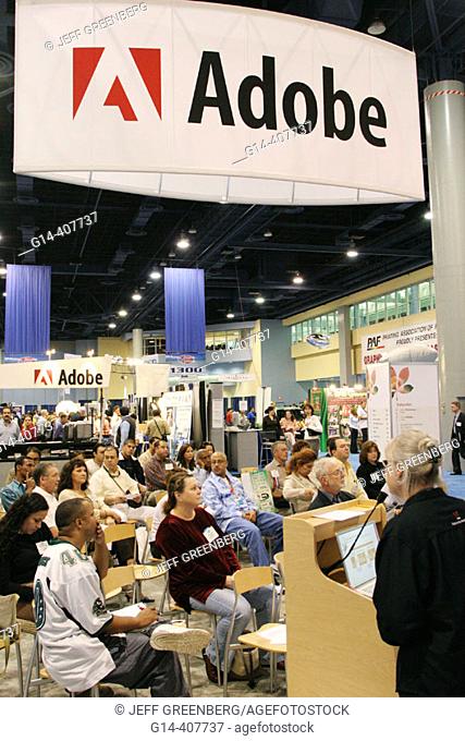 Graphics of the Americas show, exhibitors, printing, communications. Miami Beach Convention Center, Florida. USA