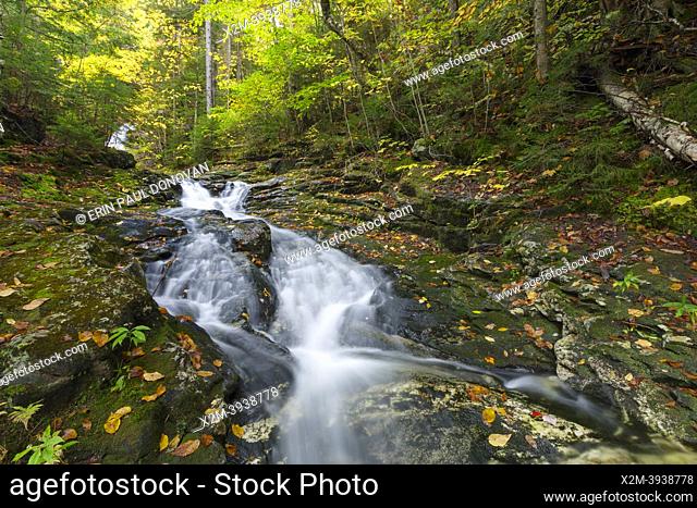 Beaver Brook Cascades on Beaver Brook in Kinsman Notch in the New Hampshire White Mountains during the autumn months. A segment of the scenic Appalachian Tail