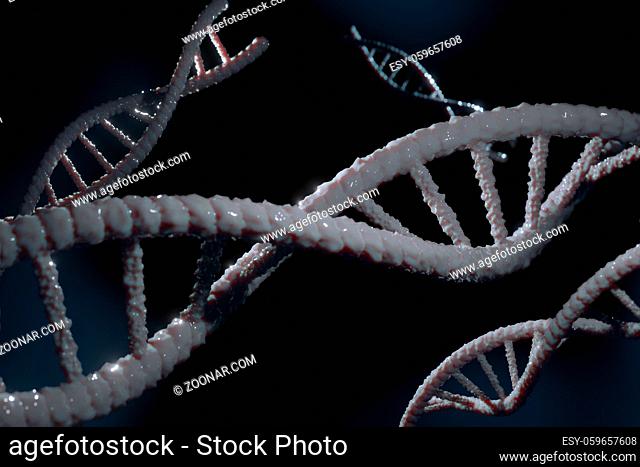 DNA chain close up. Genome spiral, biotechnology. 3d render. High quality 3d illustration