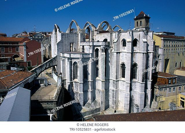 Bairro Alto Lisbon Portugal Overview Igreja Do Carmo Gothic Ruins Of Carmelite Church