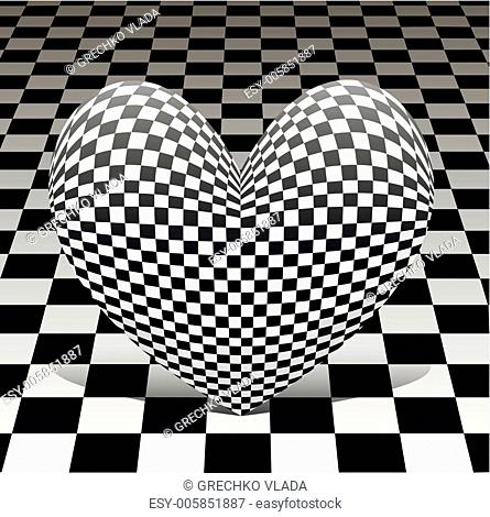 chess heart on the chess background