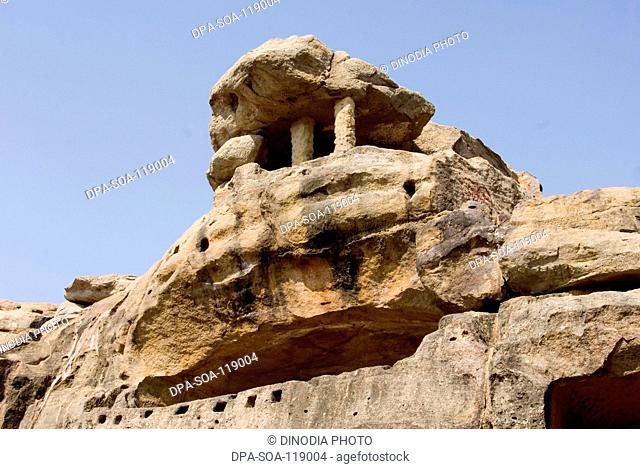 Cave complex of udayagiri with famous inscriptions of emperor Kharavela in Hatigumppha; Bhubaneswar ; Orissa ; India