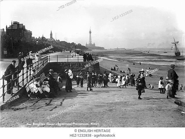 Egremont Promenade, New Brighton, Wallasey, Cheshire, 1898-1910. A view along Egremont Promenade towards New Brighton Tower