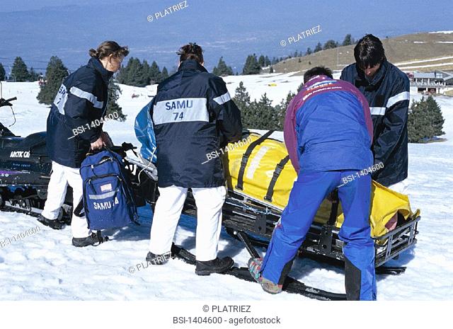 EMERGENCY AID, TRANSPORTATION<BR>Photo essay from hospital.<BR>Annecy Hospital, in the Haute-Savoie department of France