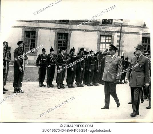 Apr. 04, 1957 - Speidel installed as commander of the commander of tie central Europe land forces: Photo shows Lieut. General Hans Speidel