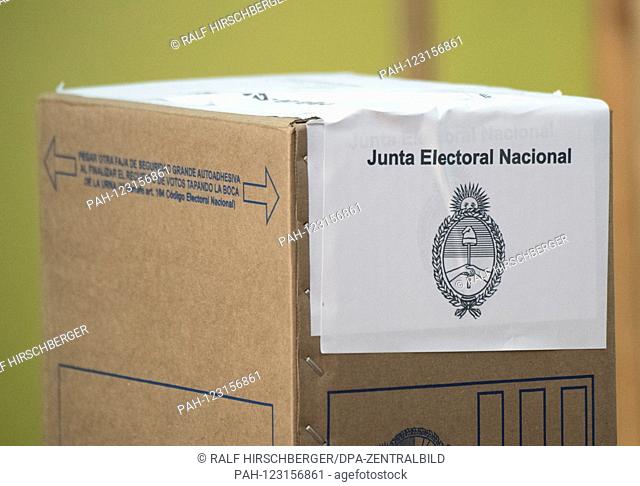 A ballot box is available during the poll in the primaries for the presidential election in a polling station in Buenos Aires