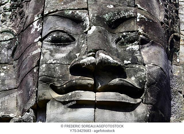 Face of Bayon Temple, Angkor Thom, Cambodia, South Esat Asia