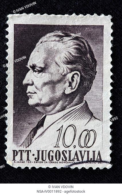 Josip Broz Tito, President of the Socialist Federal Republic of Yugoslavia 1953-1980, postage stamp, Yugoslava
