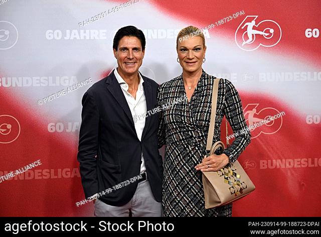 13 September 2023, Berlin: Former ski racer Maria Höfl-Riesch and husband Marcus Höfl attend the evening event celebrating the 60th anniversary of the...