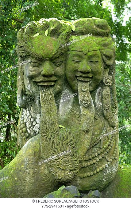 Sculpture at the Sacred Monkey Forest Sanctuary and Temple in Ubud, Bali, Indonesia