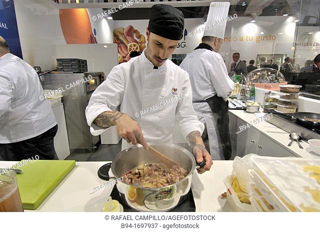Cooks in Alimentaria International Food and Drinks Exhibition, L'Hospitalet de Llobregat, Barcelona, Catalonia, Spain
