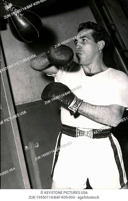 Jan. 14, 1955 - Paddi De Marco beging training: Paddi De Marco, Famous American Boxer, World's lightweight champion, training in Paris today