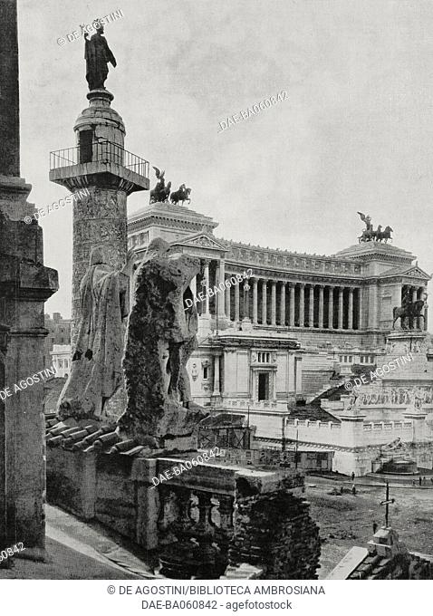 L'Altare della Patria (Altar of the Fatherland) as seen from the Church of the Most Holy Name of Mary, after some interposed buildings have been pulled down