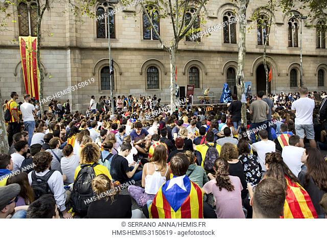 Spain, Catalonia, Barcelona, Referendum 1st October 2017, 23rd of September, students occupy the University of Barcelona