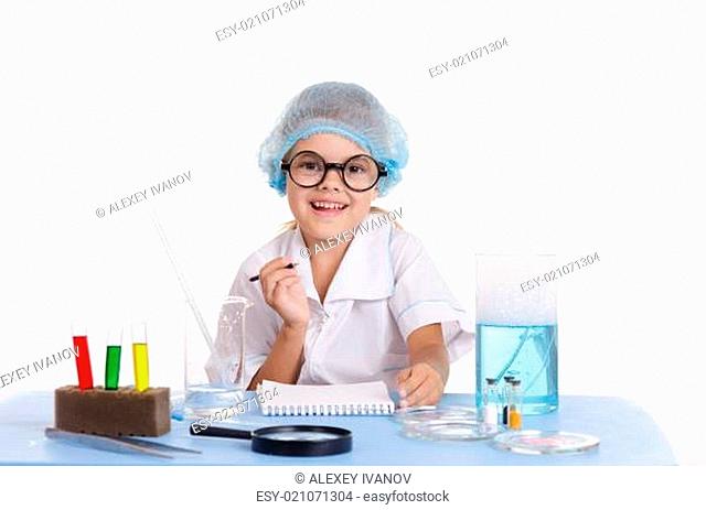 Chemist making notes in notepad