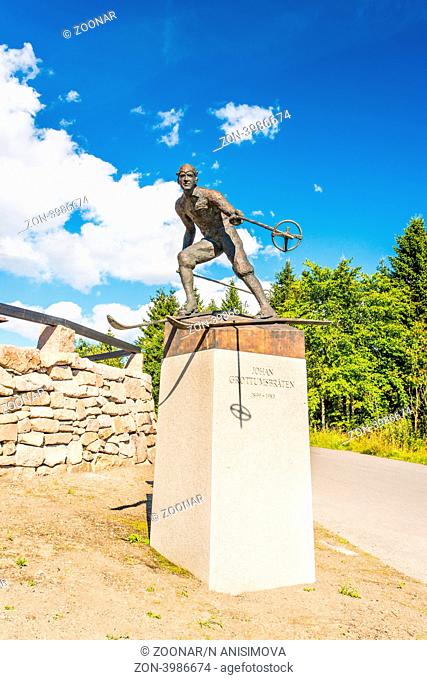 OSLO, AUGUST 19: Statue of Johan Grttumsbrten at Holmencollen, Oslo, Norway on August 19, 2012. Grttumsbrten is one of only four people to ever win the...