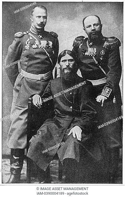 Grigoriy Efimovich Rasputin 1871-1916 centre  Russian mystic and 'holy man' who exercised influence over Nicholas II and the Tsarina