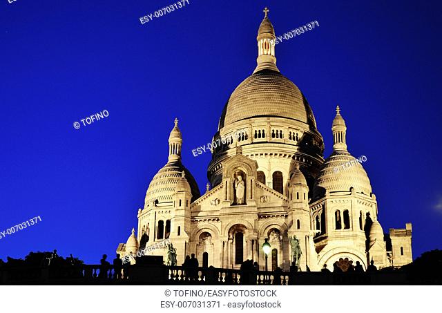 Basilica Sacre Coeur (Sacred Heart of Jesus) on Montmartre in Paris, France
