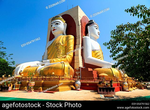 Sitzende Buddha-Statuen der Kyaik Pun Pagode in Bago