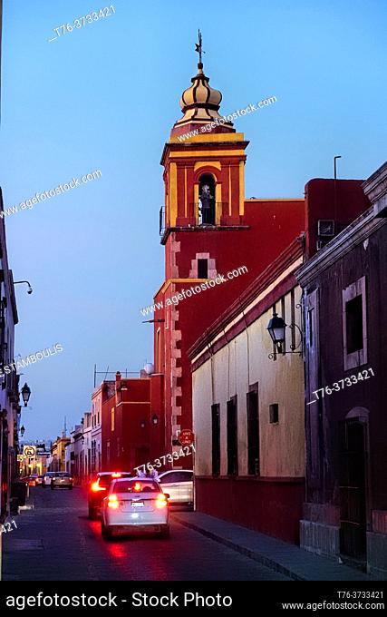 Carmelite Convent at dusk, Santiago de Queretaro, Queretaro, Mexico