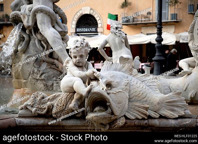 Italy, Rome, Sculptures of Fontana del Moro