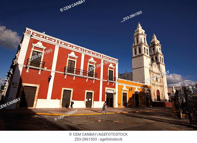 Catedral de Nuestra Senora de la Purisima Concepcion, Cathedral of Campeche at Zocalo in the historical center, Campeche City, Campeche State, Yucatan Province