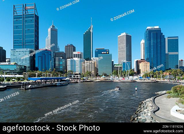 PERTH, AUSTRALIA - JANUARY 21, 2018: Skyline of downtown Perth on January 21, 2018 in Western Australia