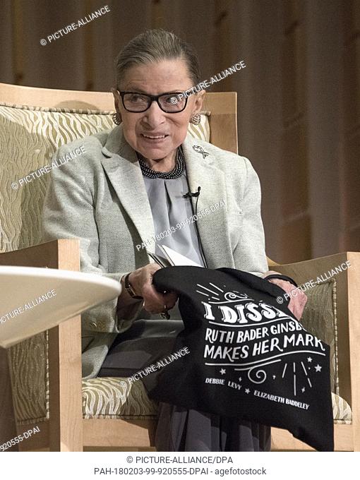 FILED - Associate Justice of the Supreme Court of the United States Ruth Bader Ginsburg prepares to depart after appearing at Adas Israel Congregation in...
