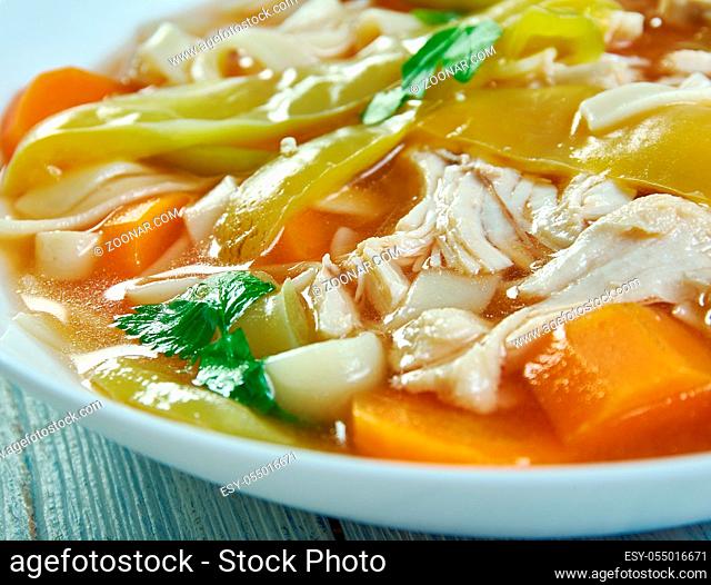 Cuban Style Chicken Noodle Soup close up