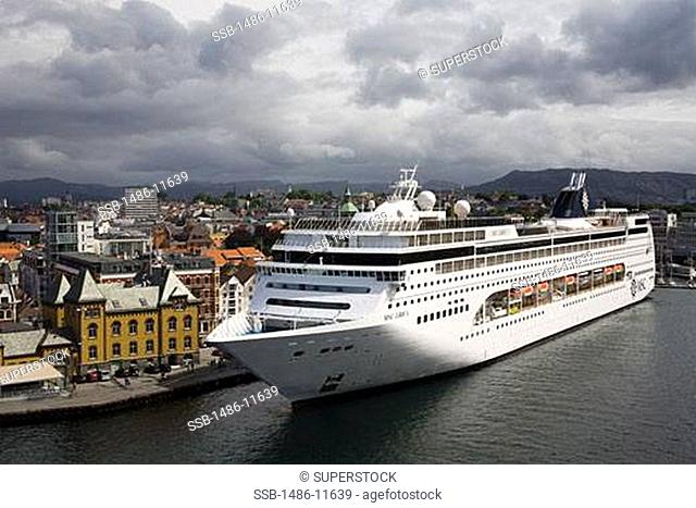 Cruise ship docked at a harbor, Stavanger, Rogaland County, Norway